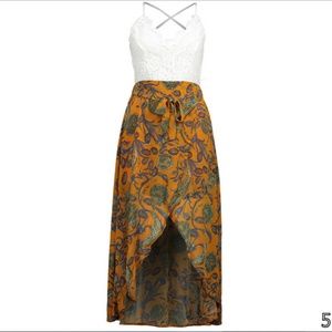Floral Maxi Dress with White Lace Top